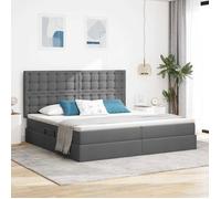 Lit avec rangement hydraulique - vidaXL - Gris foncé - 200x200 cm - Polyester - Levage hydraulique - Rangement spacieux