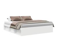Lit avec rangement intégré 180 x 200 cm, structure blanche en bois massif de pin et plateau en fibre de haute qualité, 6 compartiments latéraux, design moderne et minimaliste pour adultes