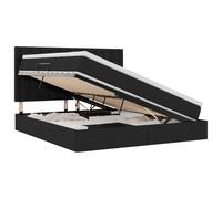Lit avec Rangement LED Noir 180 x 200 cm en Polyester avec Matelas et Cadre métallique Robuste pour Chambre Moderne et Ambiance Personnalisable
