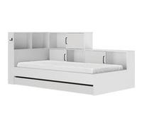 CALICOSY Lit Erwan 90x200 cm avec rangements blanc