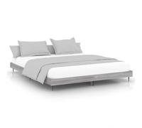 Lit avec sommier intégré 120 x 200 cm, structure en panneau de fibre et métal, pieds métalliques résistants, lattes en contreplaqué incluses, couleur gris sonoma, idéal pour les chambres modernes