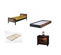 Lit avec table de chevet 'Alex' industriel