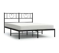 Lit avec tête de lit en acier thermolaqué noir 150 x 200 cm, structure robuste avec sommier inclus, hauteur libre 30 cm et espace de rangement, idéal pour chambre à coucher et chambre d'amis