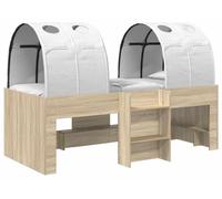 Lit avec tête de lit en forme de tunnel, lot de 3, en chêne Sonoma et blanc