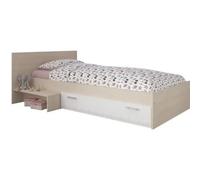 Lit d'enfant avec 1 tiroir - 90 x 190 cm - Naturel & Blanc - IPLIA