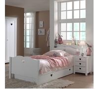 Vipack Amori Lit Simple + Lit Gigogne + Chevet + Armoire 3 Portes