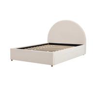 Lit avec tiroir gigogne 140 x 190 cm - Tissu bouclette - Crème - LIRIMO