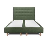 Lit avec tte de lit capitonne tissu et sommier tapissier vert 2x90x200 H35cm