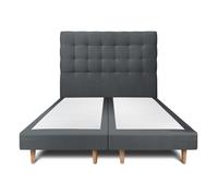 Lit avec tte de lit capitonne velours et sommier tapissier gris anthracite 2x100x200 H29cm