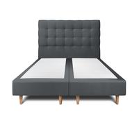 Lit avec tte de lit capitonne velours et sommier tapissier gris anthracite 2x100x200 H35cm