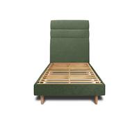 Lit avec tte de lit lignes tissu et sommier kit vert 90x190 H29cm