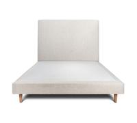 Lit avec tte de lit tapissier bouclette et sommier tapissier beige 140x190 H29cm