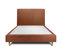 Lit avec tte de lit tapissier bouclette et sommier tapissier terracotta 160x200 H35cm