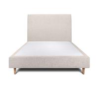 Lit avec tte de lit tapissier tissu et sommier tapissier beige clair 150x200 H35cm
