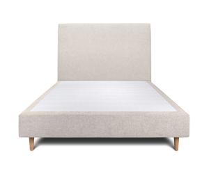 Lit avec tte de lit tapissier tissu et sommier tapissier beige clair 150x200 H35cm