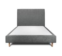 Lit avec tte de lit tapissier tissu et sommier tapissier gris anthracite 135x190 H35cm