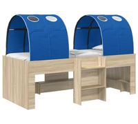 Lit avec Tunnel 3 pc Chêne Sonoma et bleu Bois d'ingénierie
