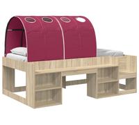 Lit avec Tunnel 3 pc Sonoma et Rouge Bois d'ingénierie