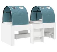 Lit avec Tunnel 4 pcs Blanc et bleu clair Bois d'ingénierie