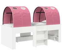 Lit avec Tunnel 4 pcs Blanc et rose Bois d'ingénierie