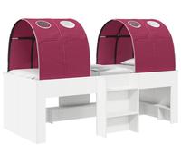 Lit avec Tunnel 4 pcs Blanc et rouge Bois d'ingénierie