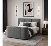 Lit avec TV intégré - 140x190 cm - Gris clair - Collection Palace