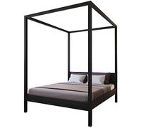 Lit baldaquin en Sapin Massif Noir - WEBER Industries - Romance - 160 x 200 cm