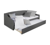 Homestyle4u Lit d'appoint banquette extensible 90 x 200 cm gris avec coffre de rangement