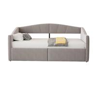 Lit banquette 90/200 cm gris clair en velours avec rangement hydraulique