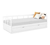 IDMarket - Lit banquette Zoya 90 x 190 cm convertible 180 x 190 cm blanc avec 1 tiroir de rangement
