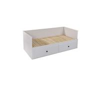 Lit banquette 90X200 cm extensible en 180X200 cm avec tiroirs de rangement en pin vernis blanc - WILMA -