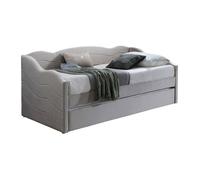 Lit banquette gigogne 2 x 90 x 190 cm - Velours - Taupe - LENVIA