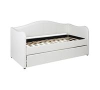 Lit banquette gigogne MATHILDE - 2 x 90 x 190 cm - Simili - Blanc
