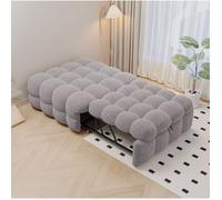 Lit Banquette Simple 183 × 76 cm 2-en-1 avec Pouf Convertible, Sans Matelas, Bouclette Grise - UVRION