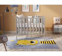 Lit bébé 100x50 cm avec matelas en mousse, couleur gris, modèle Paris. Lit pour bébé en bois. Lit bébé, évolutif, lit de puériculture