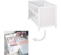 Lit bébé 2 en 1 réglable en hauteur, 60 x 120 cm, en bois, blanc