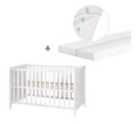 Lit Bébé 2en1 Indépendant Et Cododo + Matelas Respirant Safe Asleep® Blanc TU