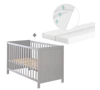 Lit Bébé 2en1 Indépendant Et Cododo + Matelas Respirant Safe Asleep® Gris Taupe TU