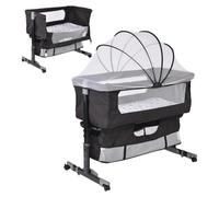 Lit bébé 3 en 1 - Lit d'appoint et berceau - Lit de voyage portable - Maille respirante - Hauteur réglable - Livré avec du linge de lit - Noir