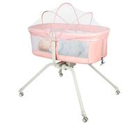Lit bébé 3-en-1 - Lit de voyage - Fonction balancelle - Avec matelas - Pliable et léger - Réglage de l'inclinaison - 0 à 9 kg - Rose