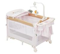 Lit bébé 4-en-1 avec table à langer et parc, couleur kaki | Lit de voyage | Inclus : matelas, sac de rangement et barre à jouets | Pour les nouveau-nés jusqu'aux jeunes enfants