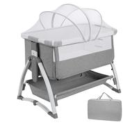 Lit bébé 4 en 1 - Lit d'appoint pour enfant - Réglable en hauteur - Avec roulettes - Avec moustiquaire - Pour nouveau-nés de 0 à 12 mois - Structure en métal