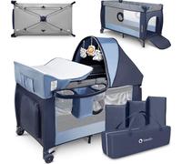 lit bébé 4 en 1, parc pour bébés de la naissance à 15 kg, matelas à langer, moustiquaire, parois latérales aérées avec entrée latérale, couffin, pliable