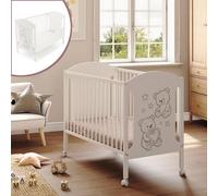 Lit bébé 60 x 120 cm Hugo Nest avec matelas, barrière de sécurité et roulettes