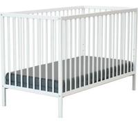 Lit Bébé 60 x 120 cm, WEBABY ONE, Blanc, Bois Massif, Sommier Réglable 3 Hauteurs