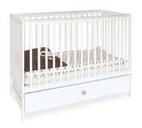 Lit Bébé 60x120 Dodo Blanc avec Tiroir - Hauteur Réglable 3 Positions Matelas - Berceau Bois avec Barreaux Sécurisé - Barreaux Amovibles