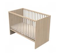 Sauthon Chambre Tokyo – Lit bébé en bois 60 x 120 cm à barreaux décor chêne