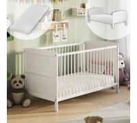 Lit bébé 70x140 transformable avec matelas, lit à barreaux lit d'enfant réglable en hauteur & barreaux amovibles en option avec tiroir | autres dimensions : 60x120cm | 70x140cm : de la naissance à 6 a