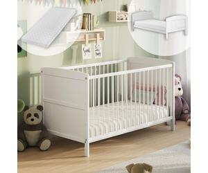 Lit bébé 70x140 transformable avec matelas, lit à barreaux lit d'enfant réglable en hauteur & barreaux amovibles en option avec tiroir | autres dimensions : 60x120cm | 70x140cm : de la naissance à 6 a