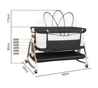 Lit Bébé 90x60 cm,Lit Bébé Cododo Hauteur et inclinaison réglables,Berceau Cododoavec matelas,Pliable,Lit de Voyage Enfants